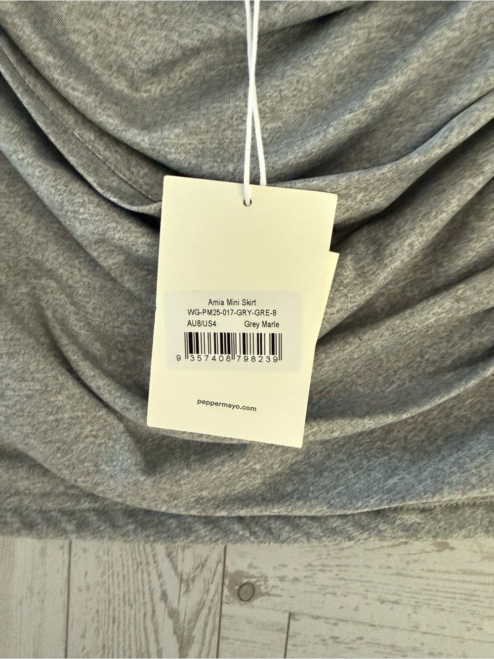 Peppermayo Gray Ruched Draped Amia Mini Skirt NWT